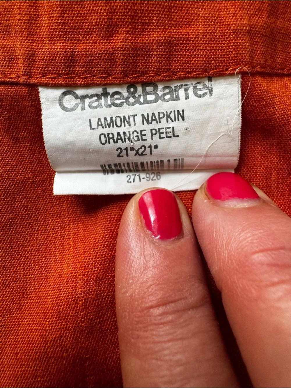 Crate&Barrel Vibrant Orange Cotton Napkins - Set of 4